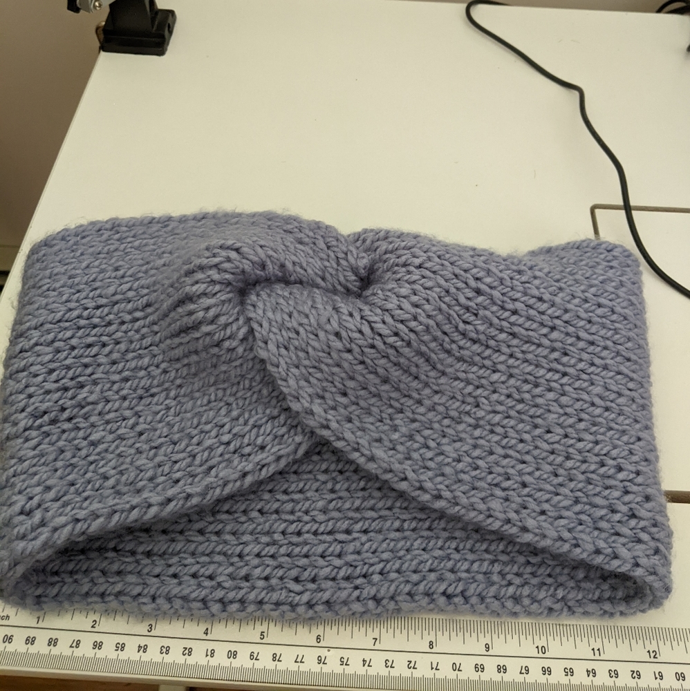 Blue Acrylic Handmade Scarf, Chunky Knit Cowl
